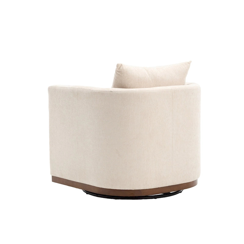 Chenille Swivel Barrel Chair with Sturdy Metal Base and Ergonomic Design