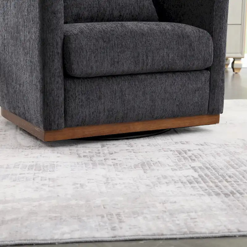 Chenille Swivel Barrel Chair with Sturdy Metal Base and Ergonomic Design