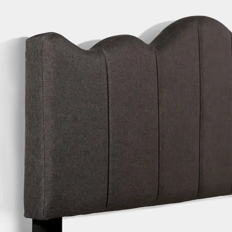Modern Upholstered Platform Bed with Adjustable Headboard, Dark Blue/ White/ Grey/ Beige Bed Frames
