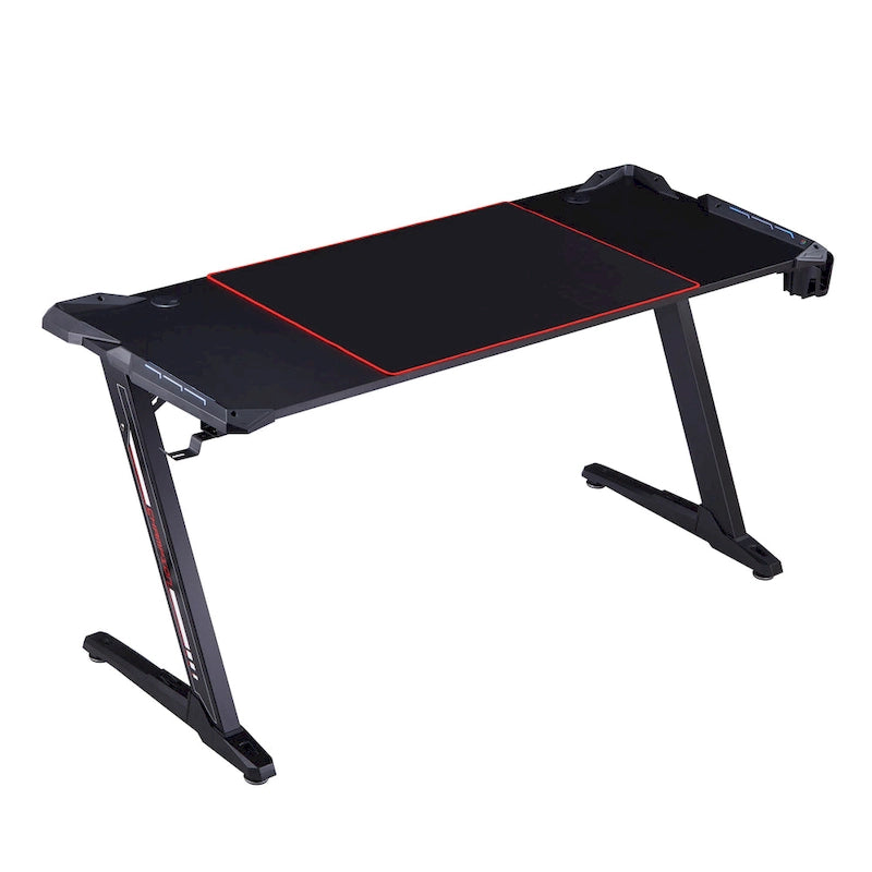 Modern Black 67-inch Steel Computer Desk with USB