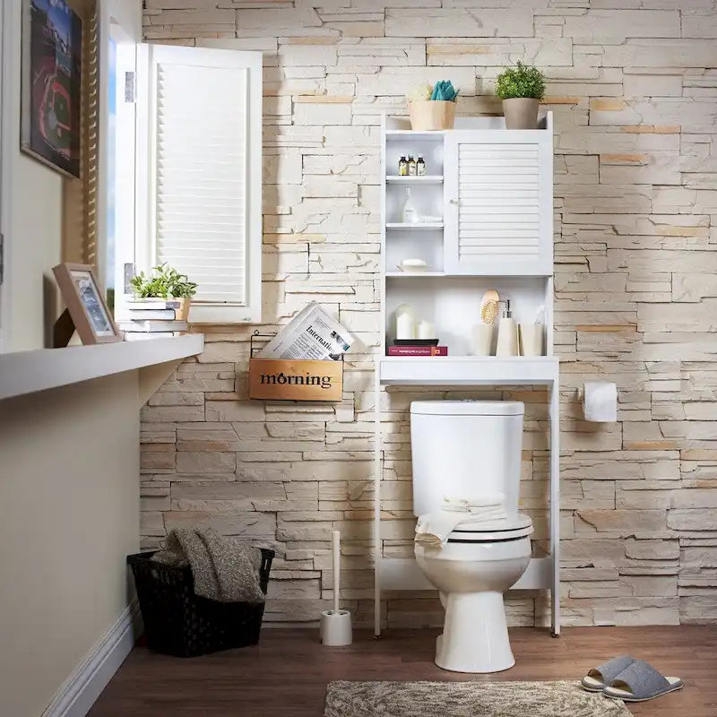 Modern White 7-shelf Space-saver Cabinet