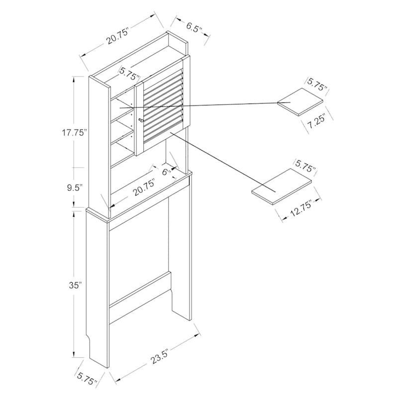 Modern White 7-shelf Space-saver Cabinet
