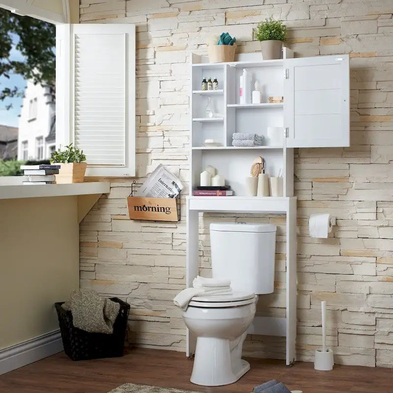 Modern White 7-shelf Space-saver Cabinet