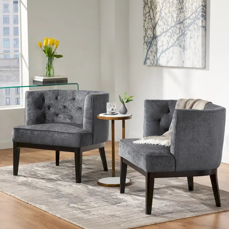 Fabric or Faux Leather Tufted Accent Chair