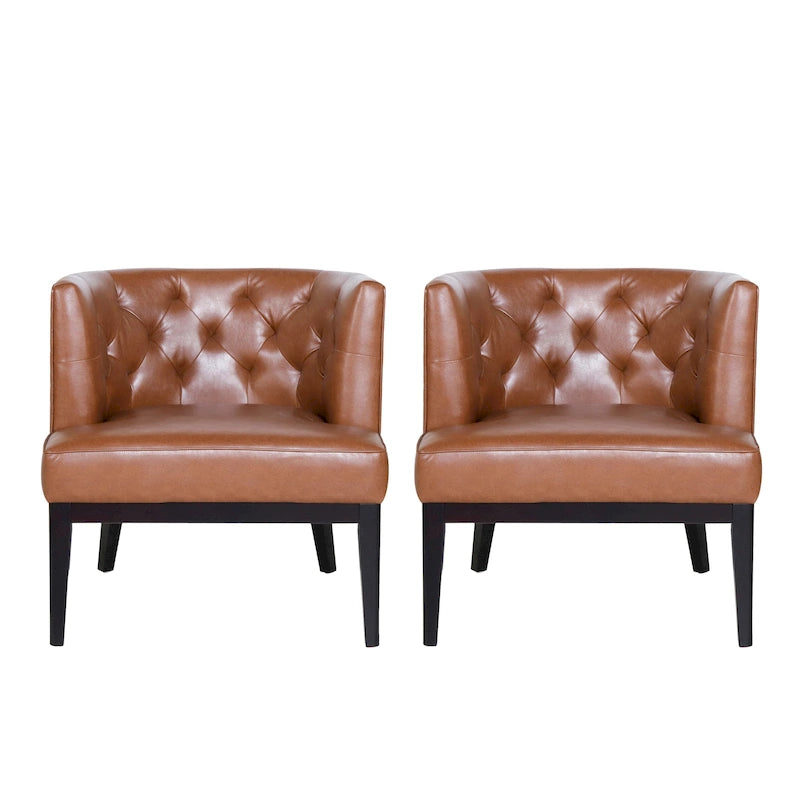 Fabric or Faux Leather Tufted Accent Chair