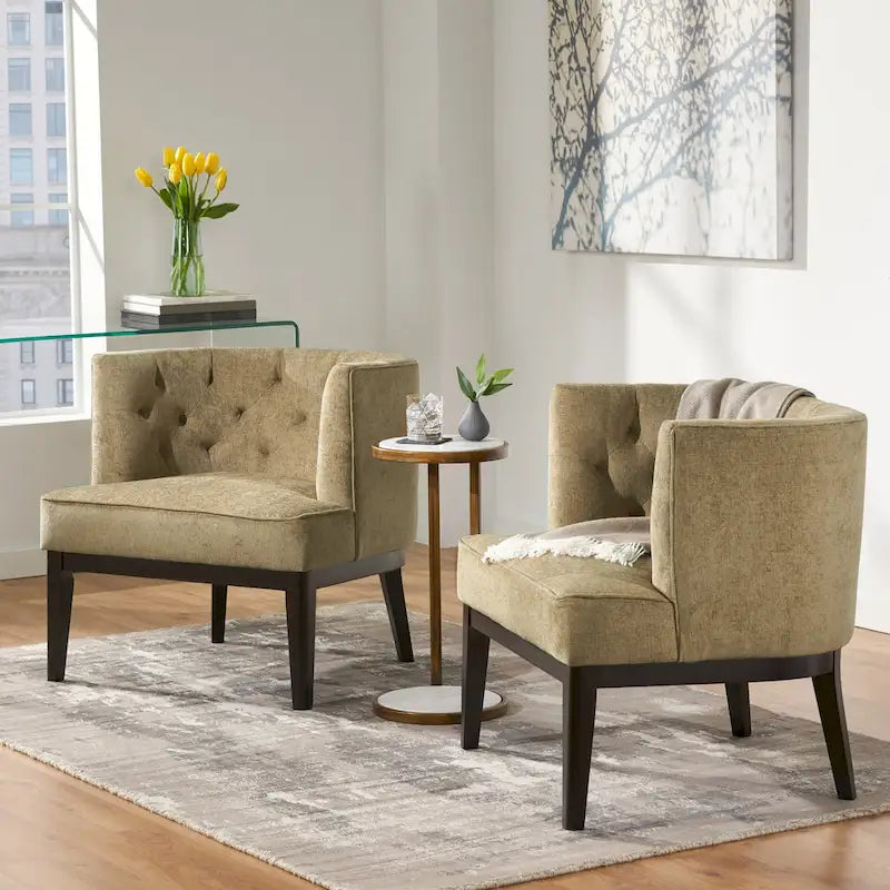 Fabric or Faux Leather Tufted Accent Chair