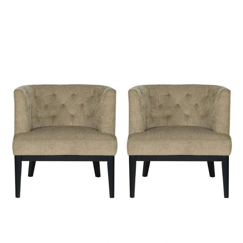 Fabric or Faux Leather Tufted Accent Chair