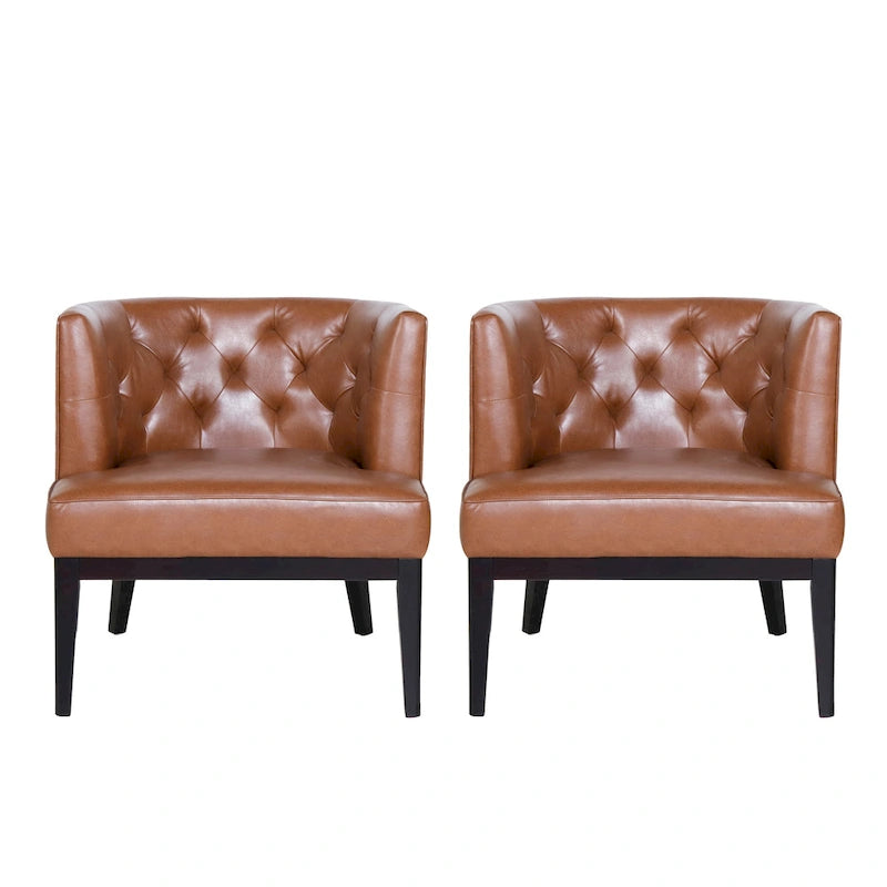 Fabric or Faux Leather Tufted Accent Chair
