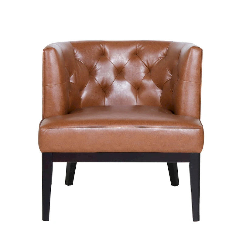 Fabric or Faux Leather Tufted Accent Chair