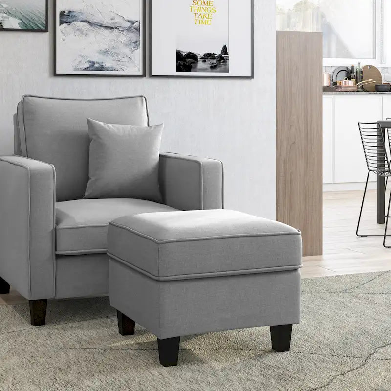 2 Piece Accent Chair with Ottoman Set