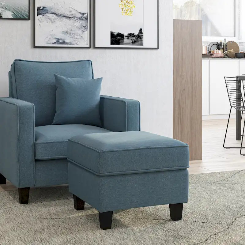 2 Piece Accent Chair with Ottoman Set
