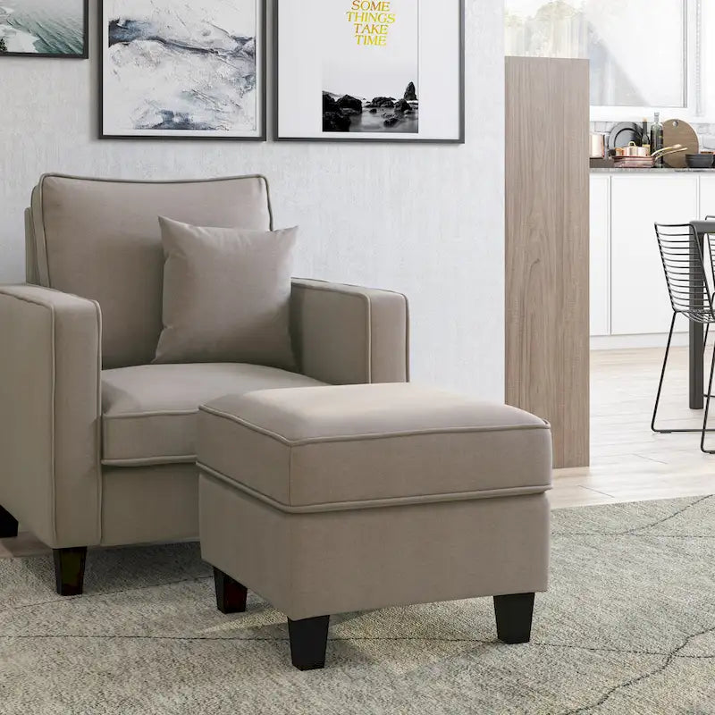 2 Piece Accent Chair with Ottoman Set