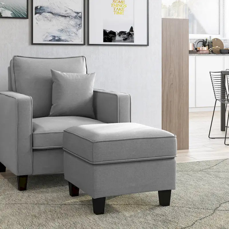2 Piece Accent Chair with Ottoman Set