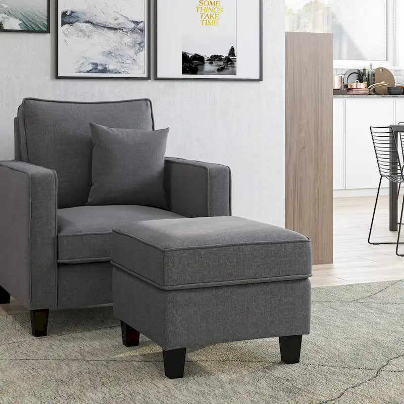 2 Piece Accent Chair with Ottoman Set