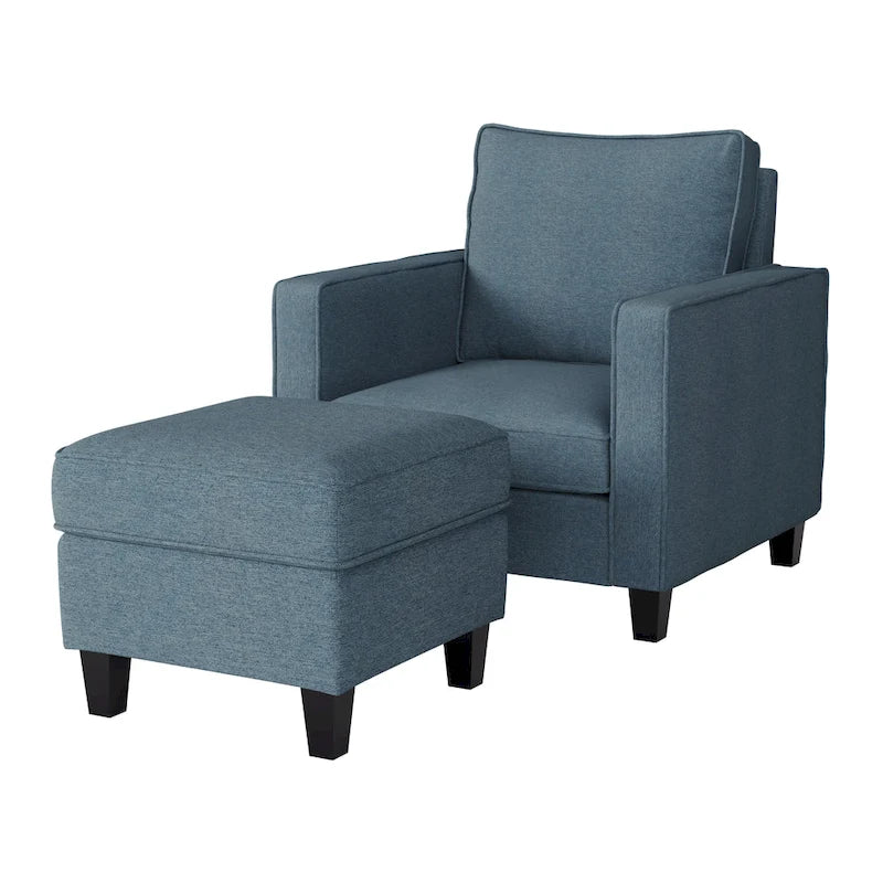 2 Piece Accent Chair with Ottoman Set