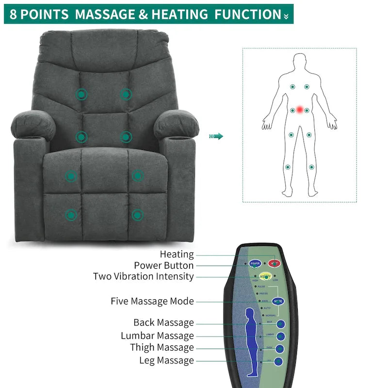 Modern Massage and Heating Recliner Sofa Chair