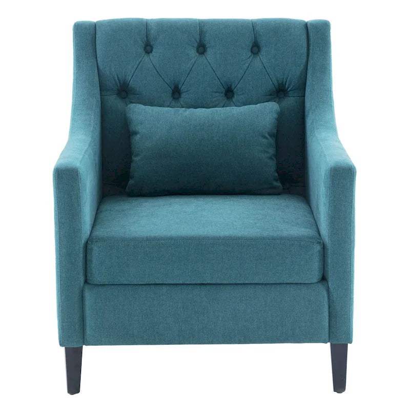 Arm Chair Comfy Club Chair with Pillow Beige/ Dark Teal/ Blue