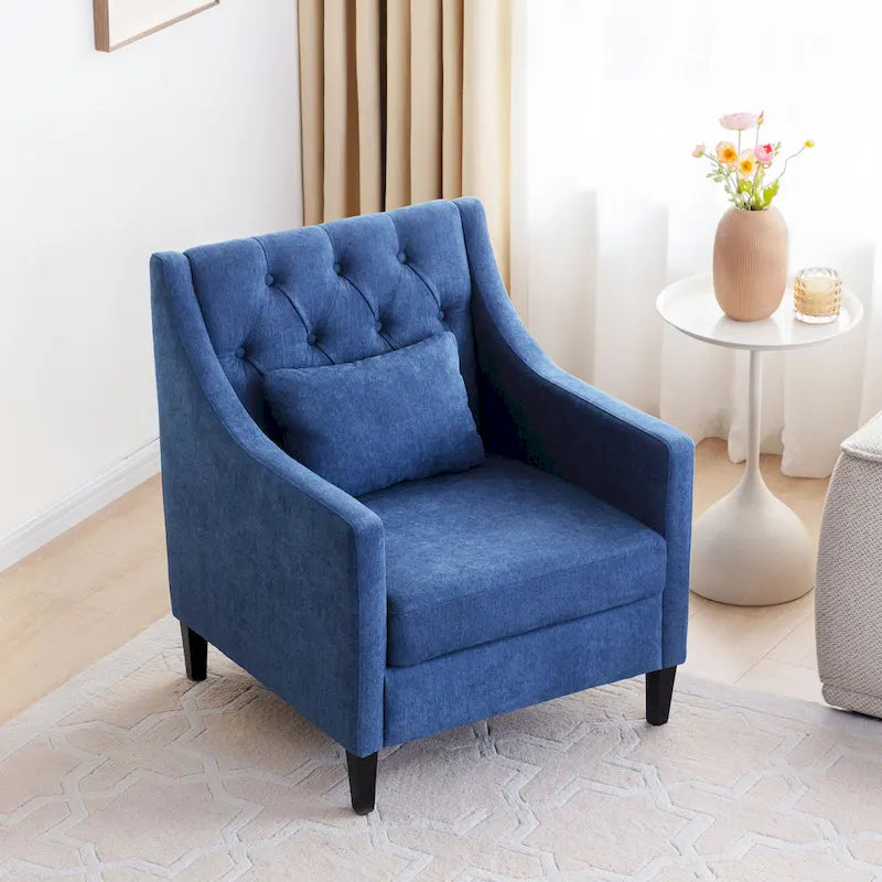 Arm Chair Comfy Club Chair with Pillow Beige/ Dark Teal/ Blue