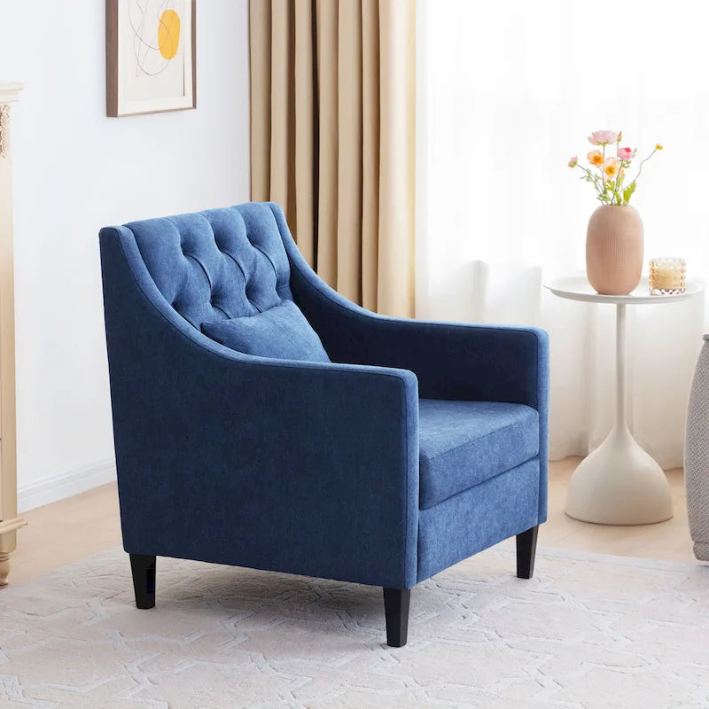 Arm Chair Comfy Club Chair with Pillow Beige/ Dark Teal/ Blue