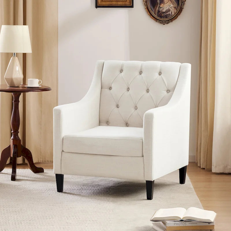 Arm Chair Comfy Club Chair with Pillow Beige/ Dark Teal/ Blue