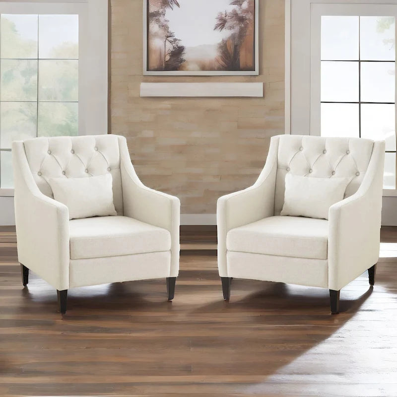 Arm Chair Comfy Club Chair with Pillow Beige/ Dark Teal/ Blue
