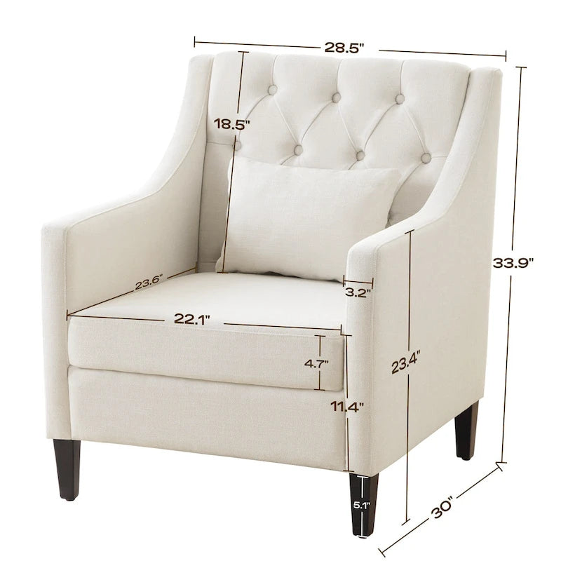 Arm Chair Comfy Club Chair with Pillow Beige/ Dark Teal/ Blue