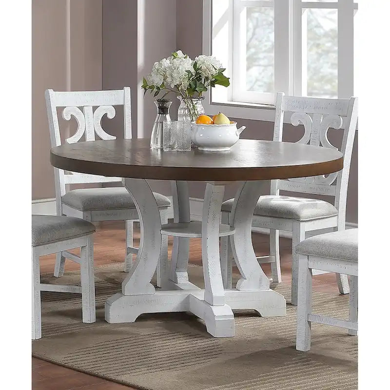 Rustic Round Pedestal Dining Table
