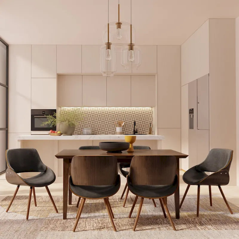 Sedia da pranzo moderna di metà secolo in legno curvato