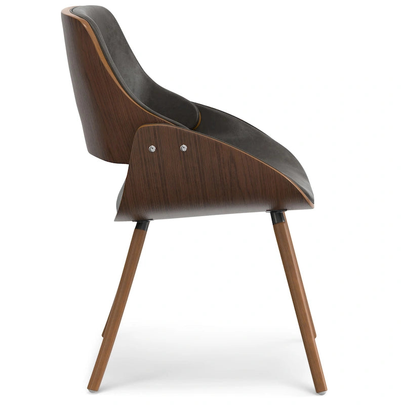 Sedia da pranzo moderna di metà secolo in legno curvato