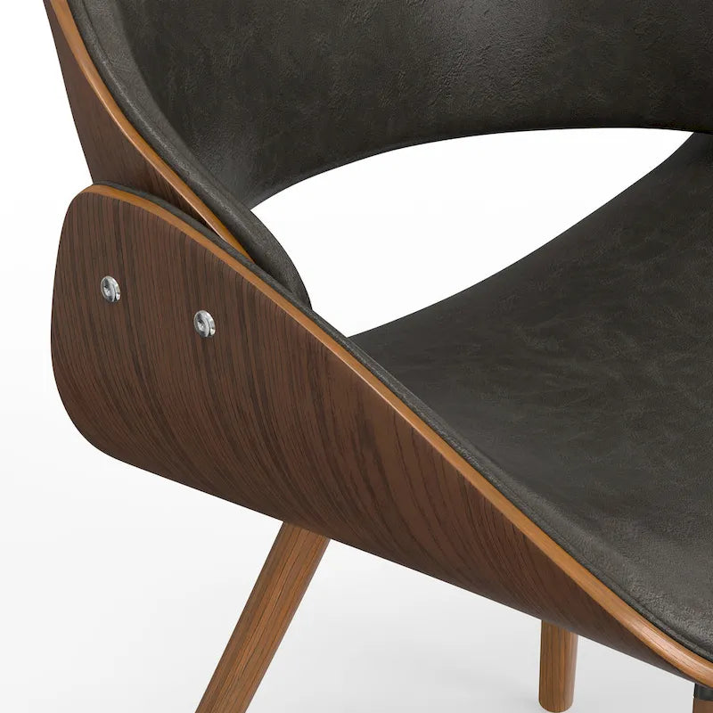 Sedia da pranzo moderna di metà secolo in legno curvato