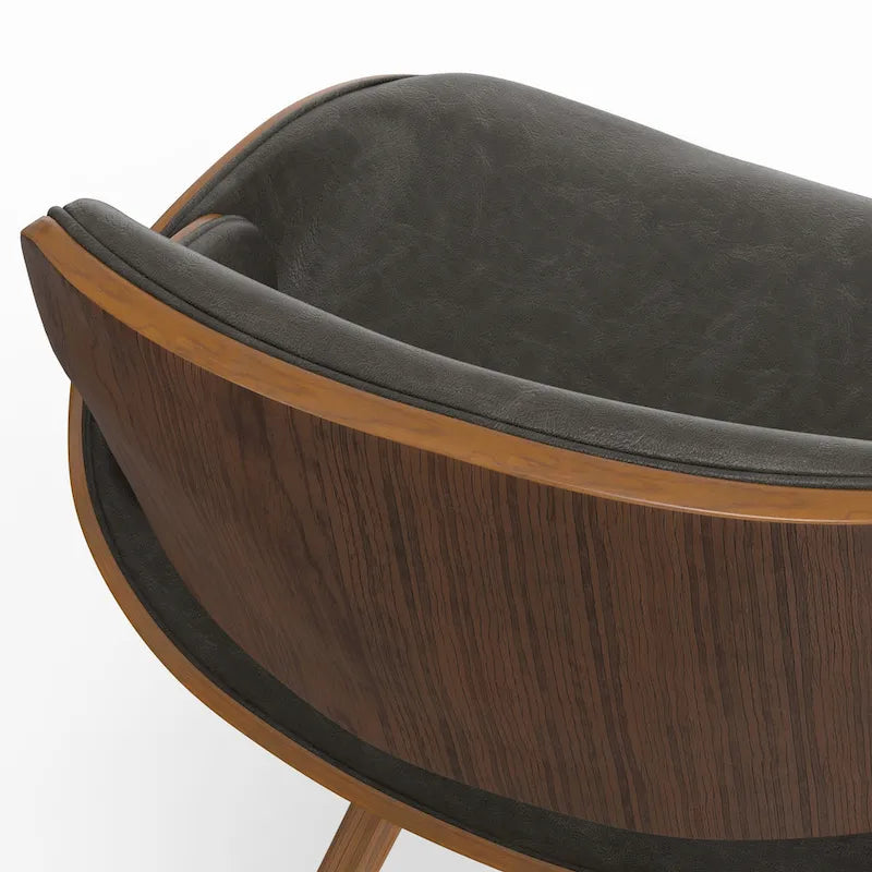 Sedia da pranzo moderna di metà secolo in legno curvato