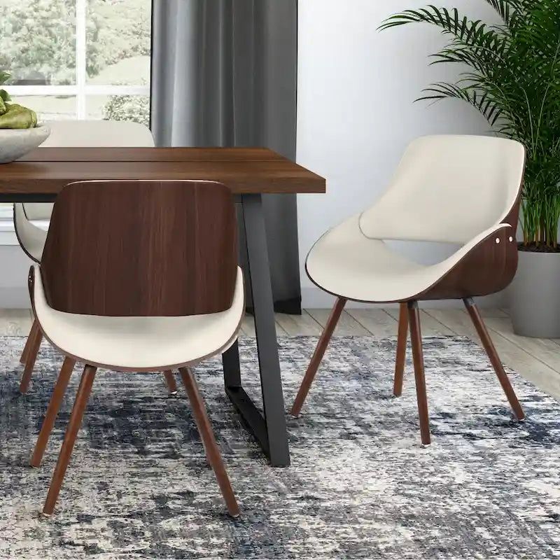 Sedia da pranzo moderna di metà secolo in legno curvato