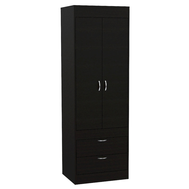 Armoire with Double Doors, 2 Drawers, and Hanging Rod