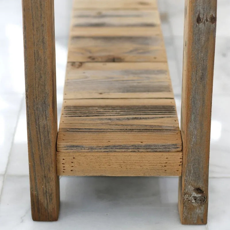 Tavolo consolle minimalista in legno naturale non trattato