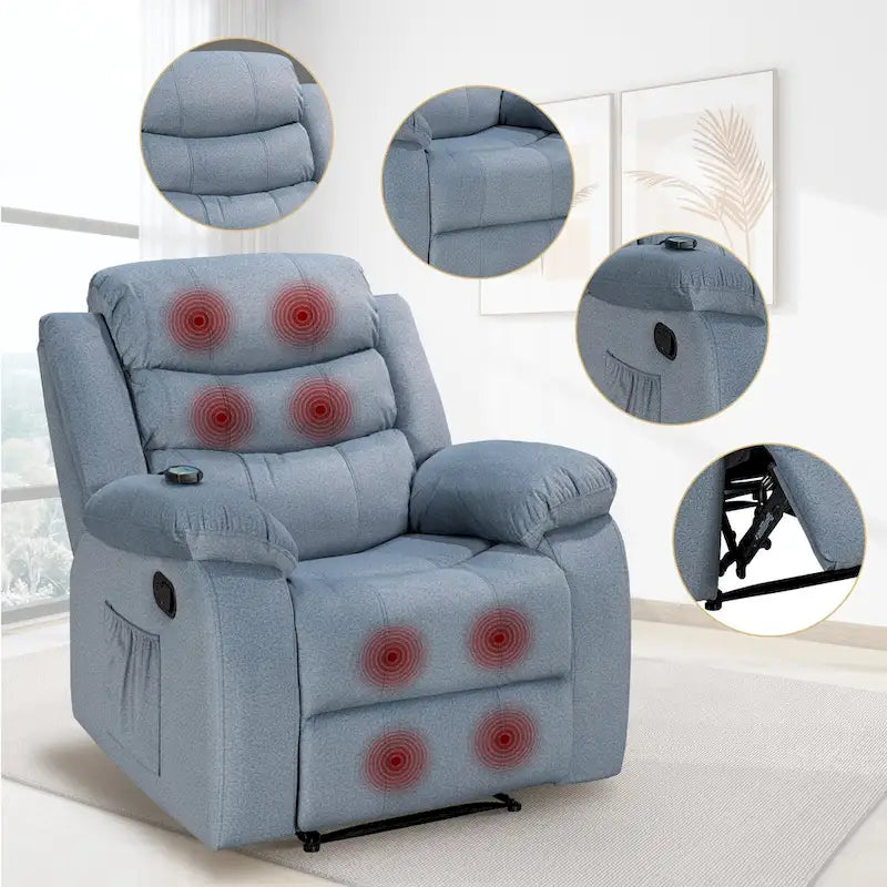 Soft Recliner Chair with Massage and Heat Function