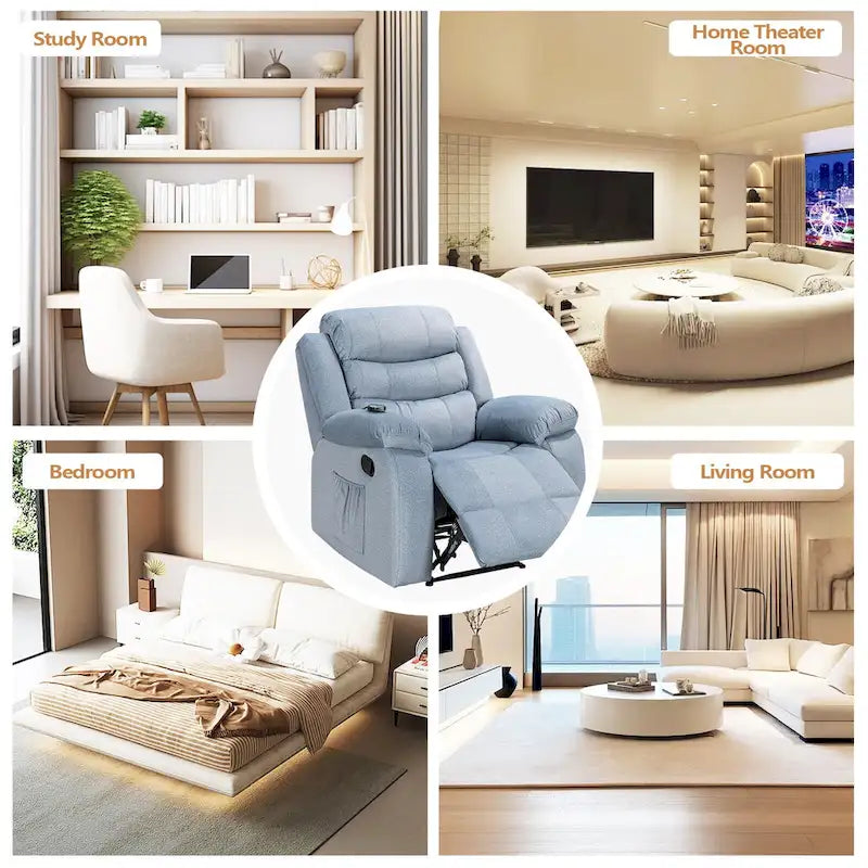 Soft Recliner Chair with Massage and Heat Function