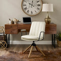 Faux Leather Swivel Accent Arm Chair