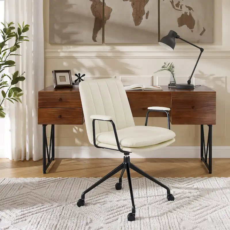 Faux Leather Swivel Accent Arm Chair