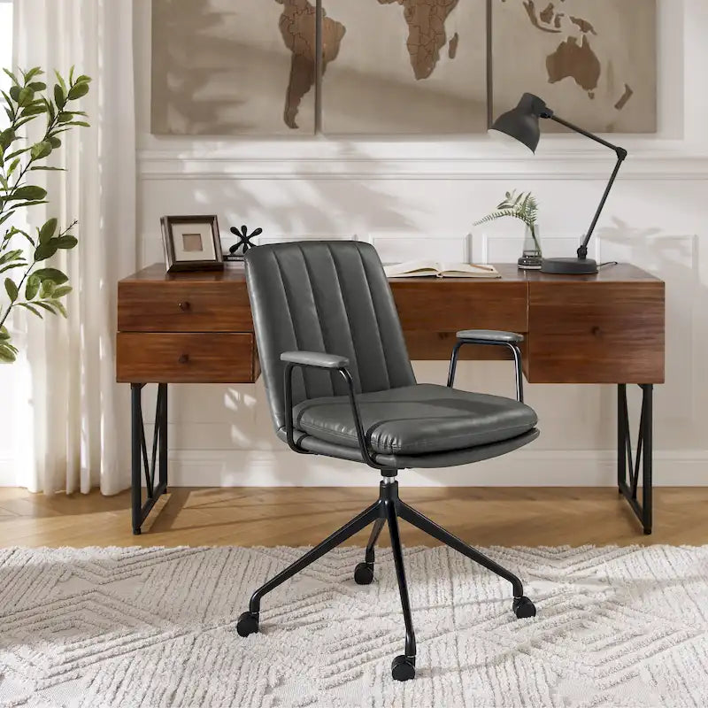 Faux Leather Swivel Accent Arm Chair
