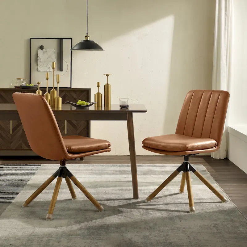 Faux Leather Swivel Accent Arm Chair