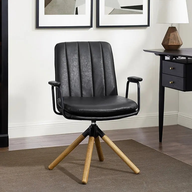 Faux Leather Swivel Accent Arm Chair