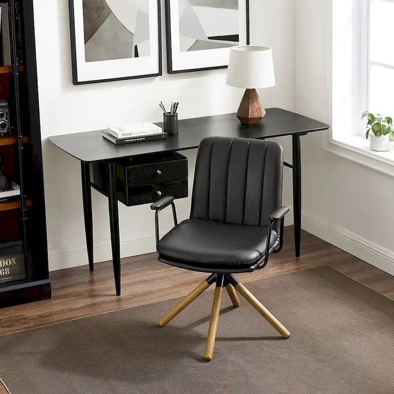 Faux Leather Swivel Accent Arm Chair