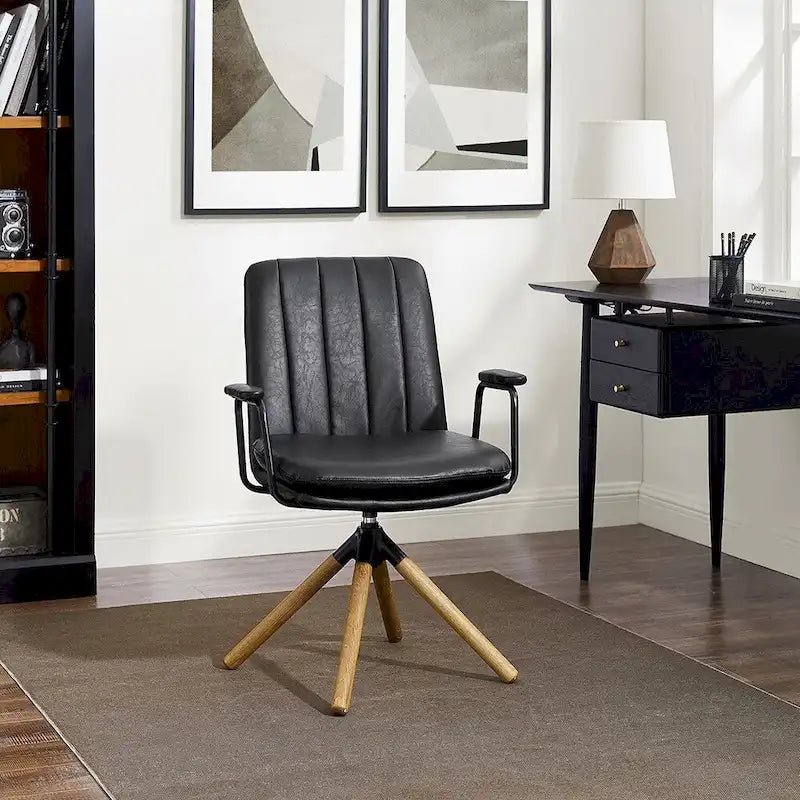 Faux Leather Swivel Accent Arm Chair