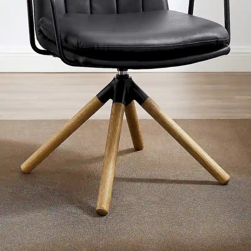 Faux Leather Swivel Accent Arm Chair