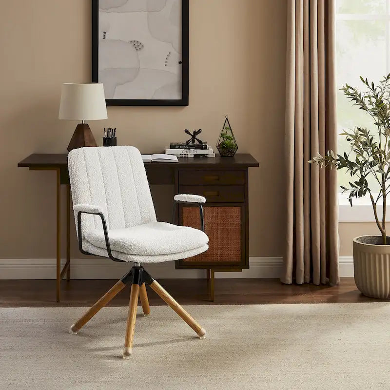 Faux Leather Swivel Accent Arm Chair