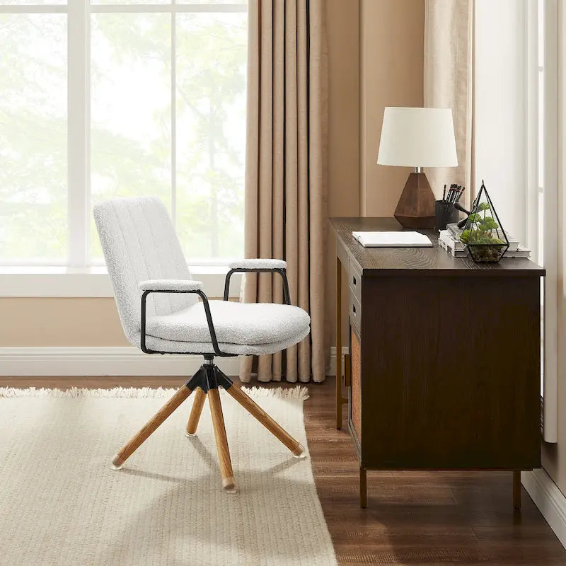 Faux Leather Swivel Accent Arm Chair