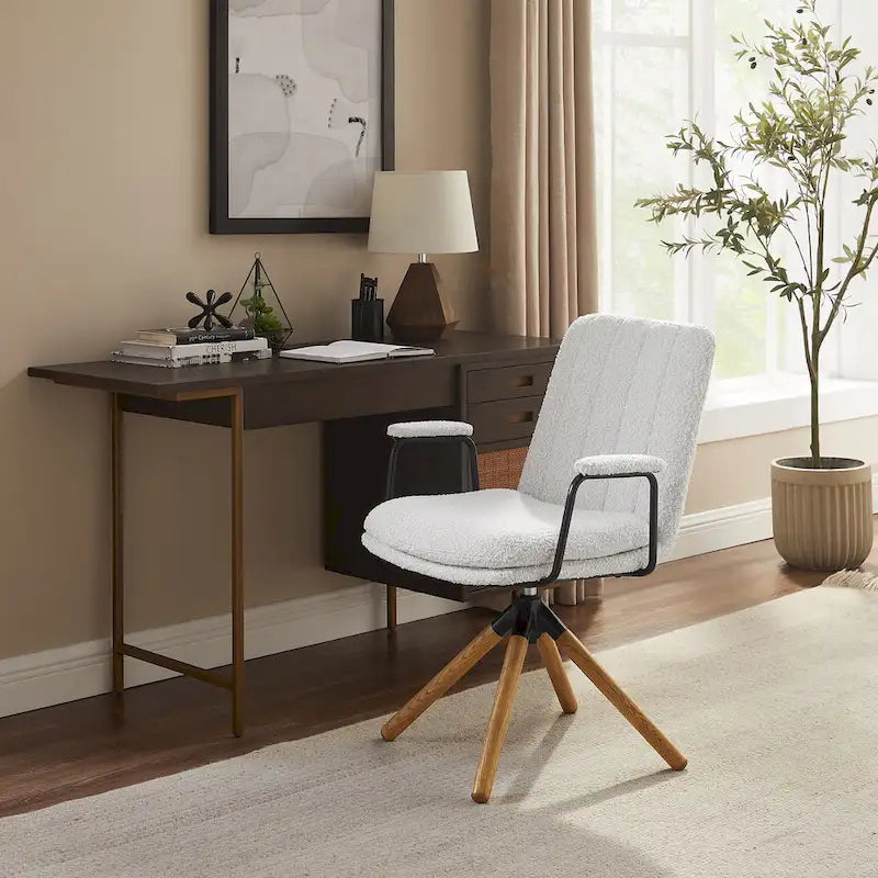 Faux Leather Swivel Accent Arm Chair