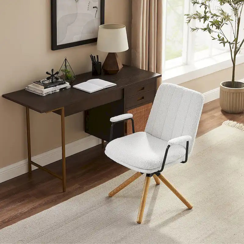 Faux Leather Swivel Accent Arm Chair
