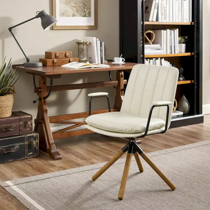 Faux Leather Swivel Accent Arm Chair
