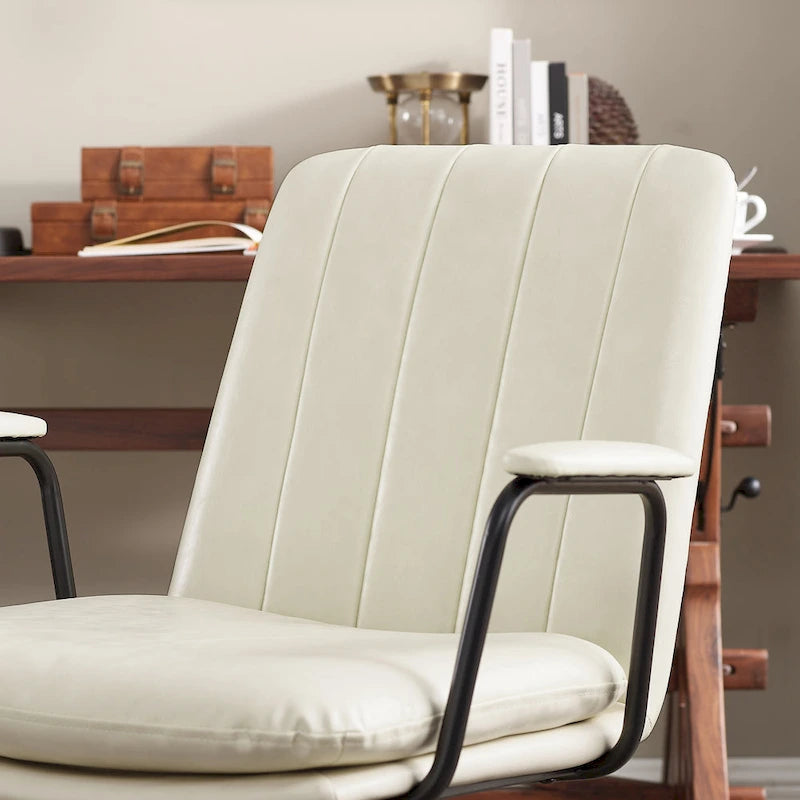Faux Leather Swivel Accent Arm Chair